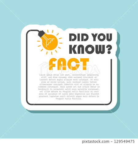 Did you know sticker icon in flat style. Banner with frame and bulb vector illustration on white isolated background. Explanation sign business concept. 129549475