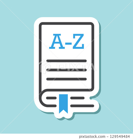 Glossary book sticker icon in flat style. Guidebook encyclopedia vector illustration on isolated background. A-Z notebook sign business concept. 129549484