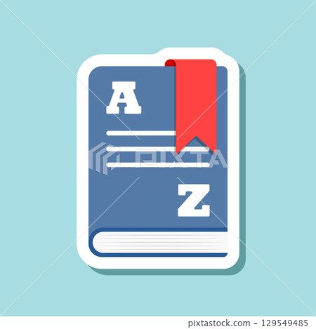 Glossary book sticker icon in flat style. Guidebook encyclopedia vector illustration on isolated background. A-Z notebook sign business concept. 129549485