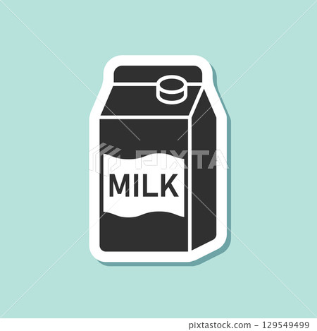 Milk bottle sticker icon in flat style. Dairy product vector illustration on isolated background. Milky liquid sign business concept. 129549499