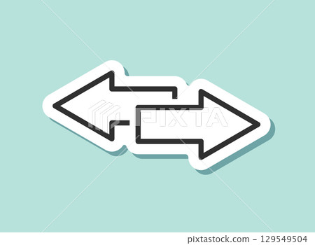 Exchange sticker icon in flat style. Left and right arrow vector illustration on isolated background. Forward sign business concept. Exchange sticker icon in flat style. Left and right arrow vector illustration on isolated background. Forward sign business concept. 129549504