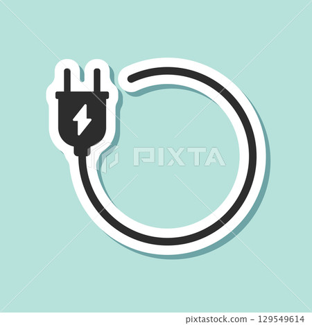 Electric socket sticker icon in flat style. Connection and disconnection vector illustration on isolated background. Wire adapter sign business concept. Electric socket sticker icon in flat style. Connection and disconnection vector illustration on isolated background. Wire adapter sign business concept. 129549614