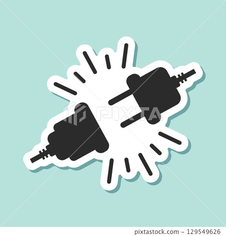 Electric socket sticker icon in flat style. Connection and disconnection vector illustration on isolated background. Wire adapter sign business concept. Electric socket sticker icon in flat style. Connection and disconnection vector illustration on isolated background. Wire adapter sign business concept. 129549626