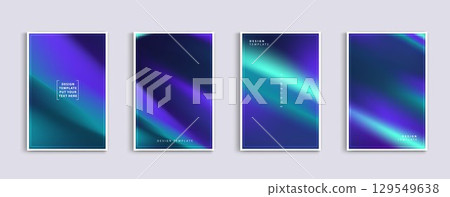 Set of covers design templates with vibrant northern lights gradient background. trendy modern design. applicable for landing pages, covers, brochures, flyers, presentations, banners. Vector design. 129549638