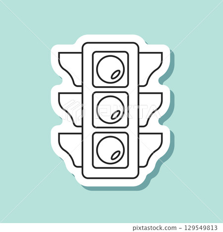 Traffic light sticker icon in flat style. Stoplight vector illustration on isolated background. Semaphore sign business concept. 129549813