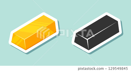 Gold bar stack sticker icon in flat style. Golden ingot vector illustration on isolated background. Financial treasure sign business concept. Gold bar stack sticker icon in flat style. Golden ingot vector illustration on isolated background. Financial treasure sign business concept. 129549845