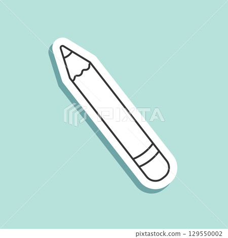 Pencil sticker icon in linear flat style. Office supplies vector illustration on isolated background. Writing sign business concept. Pencil sticker icon in linear flat style. Office supplies vector illustration on isolated background. Writing sign business concept. 129550002