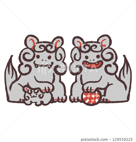 兩隻守護獅子的插圖 129550225