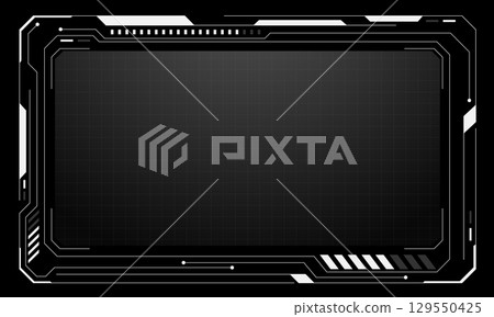 Hud frames white grey user interface elements design modern technology futuristic control panel screen digital hologram window gaming menu touching cyber monitor set on black background vector Hud frames white grey user interface elements design modern technology futuristic control panel screen digital hologram window gaming menu touching cyber monitor set on black background vector 129550425