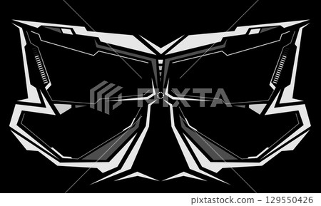 HUD sci-fi interface screen view white circular geometric design virtual futuristic technology creative display on black vector HUD sci-fi interface screen view white circular geometric design virtual futuristic technology creative display on black vector 129550426