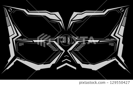 HUD sci-fi interface screen view white circular geometric design virtual futuristic technology creative display on black vector 129550427