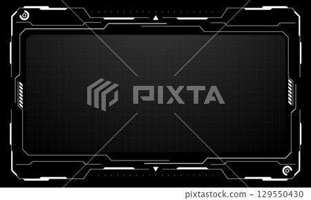 Hud frames white grey user interface elements design modern technology futuristic control panel screen digital hologram window gaming menu touching cyber monitor set on black background vector Hud frames white grey user interface elements design modern technology futuristic control panel screen digital hologram window gaming menu touching cyber monitor set on black background vector 129550430