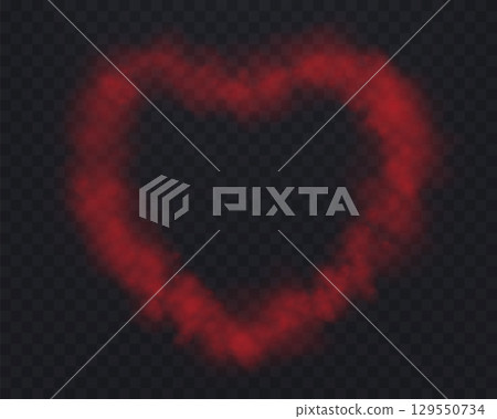 Realistic pink smoke circle or haze on a transparent background. Magic fog, vapor. Vector illustration. 129550734