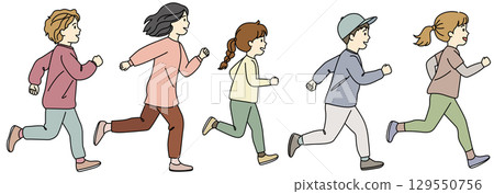 Running children illustration set 04 (color) 129550756