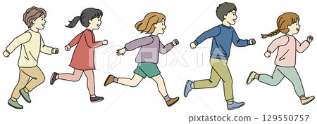 奔跑的孩子插圖集05（彩色） 129550757