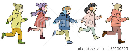 Running children illustration set 07 (color) 129550805