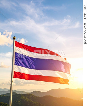 Thai flag with the sun in the background 129550873