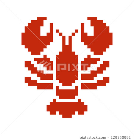 Pixel art 8 bit style of Lobster. For logo, brand design and decoration 129550991