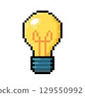 Pixel art 8 bit style of Edison or filament light bulb. Vector illustration 129550992