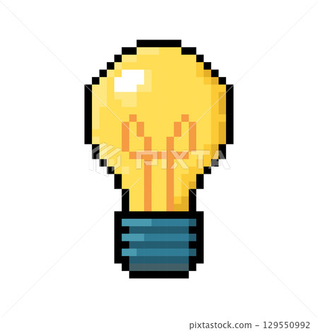 Pixel art 8 bit style of Edison or filament light bulb. Vector illustration 129550992
