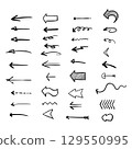 Set of Arrow, doodle drawing on white background 129550995