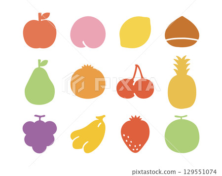 A cute illustration of colorful fruit silhouettes 129551074