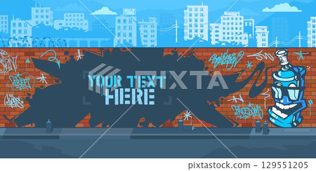 Trendy Contour Of Graffiti Piece On The Brick Wall Blank Template For Your Text Vector Background Trendy Contour Of Graffiti Piece On The Brick Wall Blank Template For Your Text Vector Background 129551205