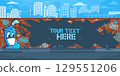 Abstract Contour Of Graffiti Piece On The Brick Wall Blank Template For Your Text Vector Background 129551206