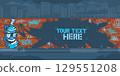 Abstract Contour Of Graffiti Piece On The Brick Wall Blank Template For Your Text Vector Background 129551208