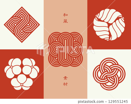 Japanese-style line and symbol design material 129551245