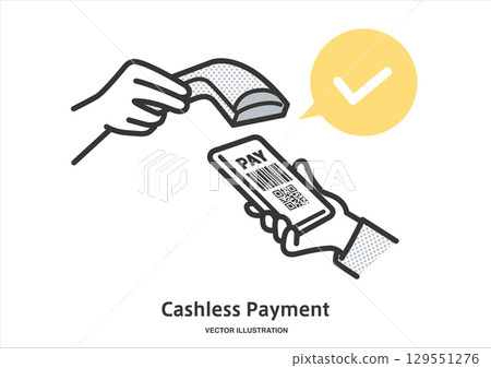 通過智能手機上的電子支付付款的圖像插圖 129551276