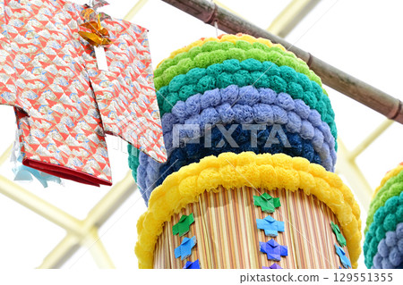 Colorful decorations at the Sendai Tanabata Festival Colorful decorations at the Sendai Tanabata Festival 129551355