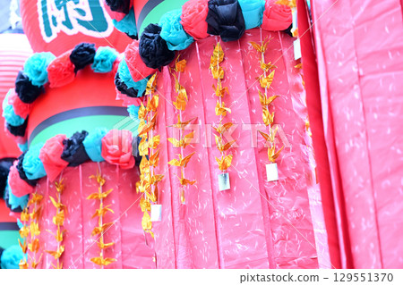 Colorful decorations at the Sendai Tanabata Festival 129551370