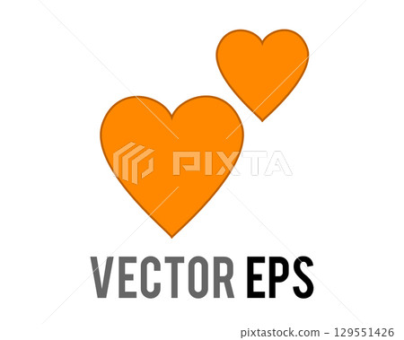 Two love orange hearts flat icon, used for expressions of love is in the air Two love orange hearts flat icon, used for expressions of love is in the air 129551426
