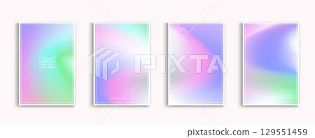 Pastel gradient backgrounds vector set. soft tender green, pink, white and blue colours abstract background for app, web design, webpages, banners, greeting cards. Vector design. 129551459