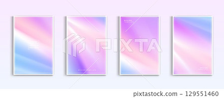Pastel gradient backgrounds vector set. soft tender green, pink, white and blue colours abstract background for app, web design, webpages, banners, greeting cards. Vector design. 129551460