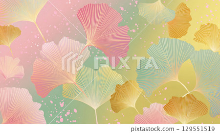 色彩鮮豔的銀杏葉圖案插畫背景 129551519