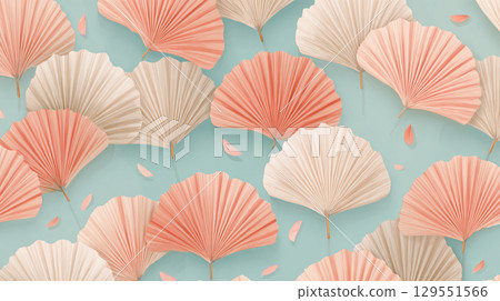 粉紅色和米色的扇形設計摘要背景 129551566