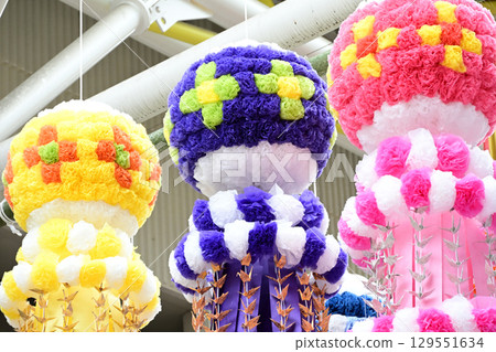 仙台七夕節的五彩裝飾 仙台七夕節的五彩裝飾 129551634