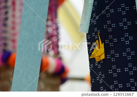 Colorful decorations at the Sendai Tanabata Festival 129551667