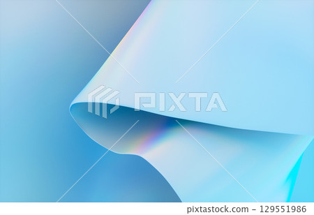 Abstract Background with Holographic Iridescent Satin Fabric in Pastel color. 3d rendering 129551986
