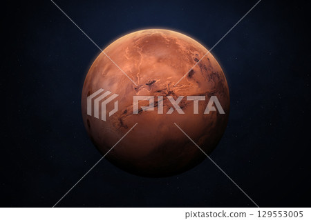 Mars the Red Planet. Planet Mars in the starry sky. 129553005