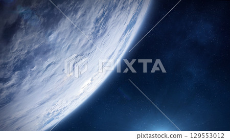 Earth observation from the outer space. Blue planet Earth. 129553012
