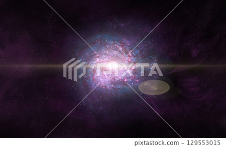 Spiral galaxy and stars in deep space. 129553015