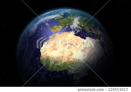 Planet Earth  from space. Africa and Europe aerial view. 129553017