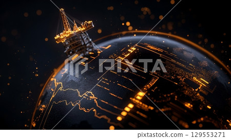 A satellite orbiting the Earth at night with its lights illuminating the cities and infrastructure below showcasing the power of technology and global connectivity 129553271