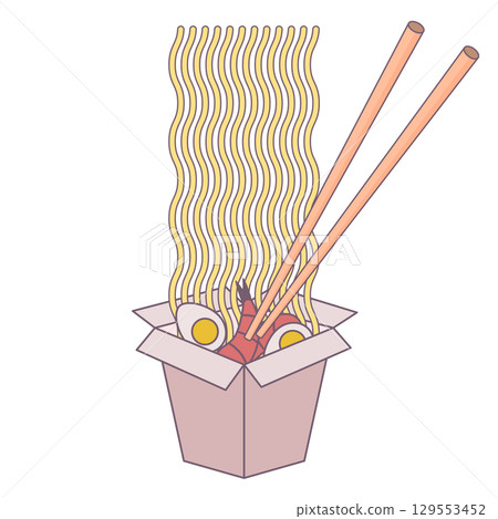 wok box with noodle 129553452