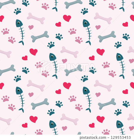 pets pattern with cartoon print 129553453