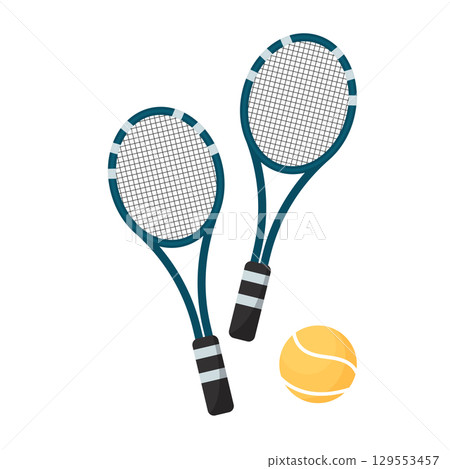 tennis racquets and ball 129553457