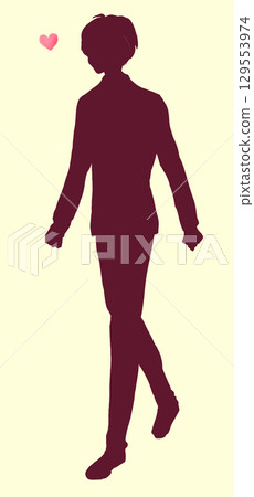 Walking man love silhouette 129553974